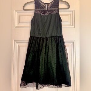 Epic Threads girls dress XL black sheer over dark green